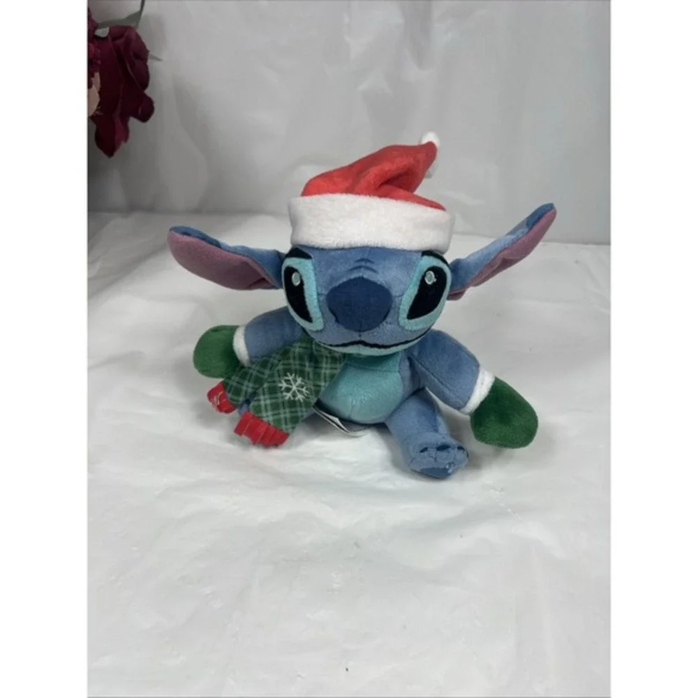 Disney Christmas Stitch Plush with Santa‎ Hat Scarf 6